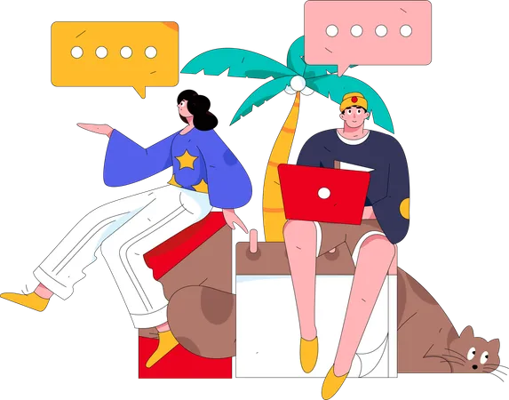 Online Networking Conversation  Illustration