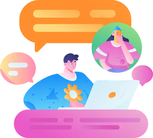 Online Networking Conversation  Illustration