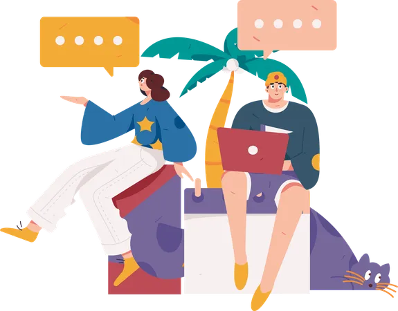 Online-Networking-Konversation  Illustration