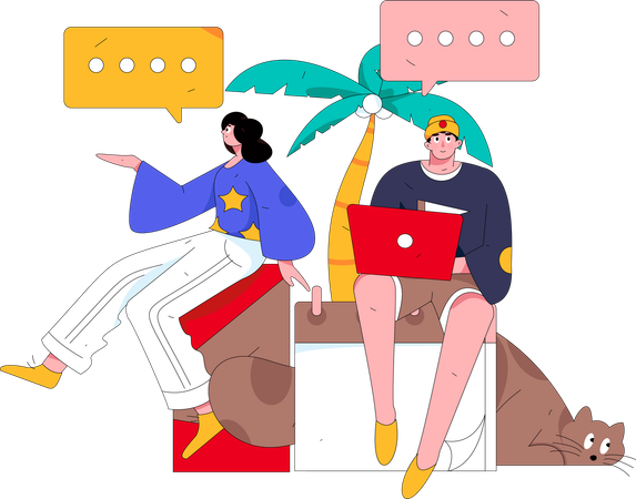 Online-Networking-Konversation  Illustration