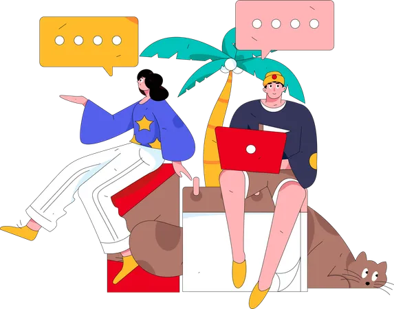 Online-Networking-Konversation  Illustration