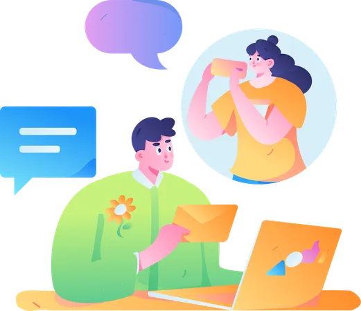 Online-Networking-Konversation  Illustration