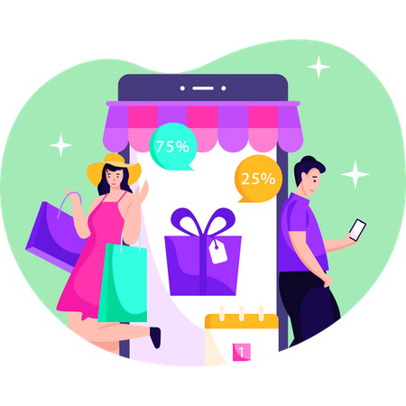 Online New Year sale  イラスト