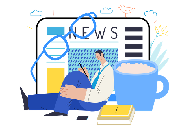 Online news reading  Illustration