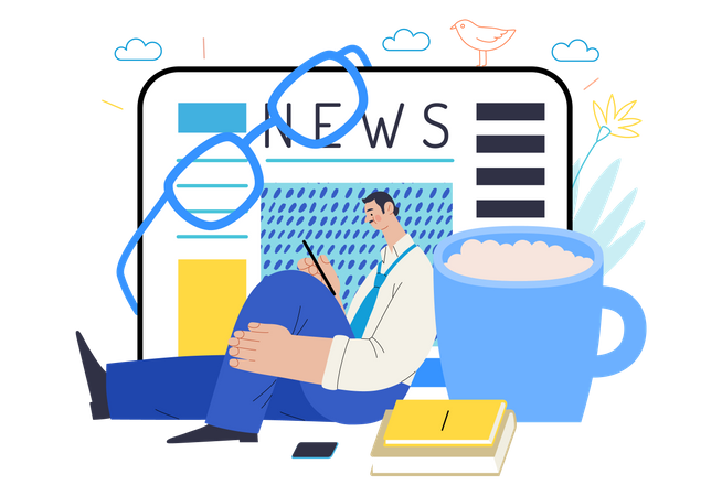 Online news reading  Illustration