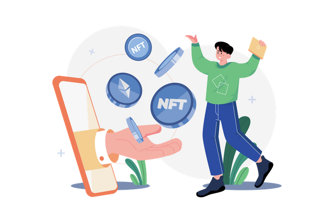 Online NFT Trading Illustration