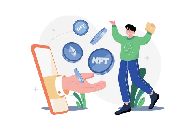 Online NFT Trading Illustration