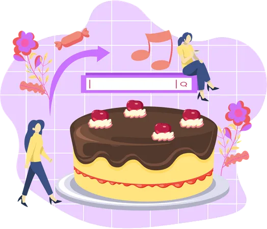 Online Order Birthday Cake  Illustration