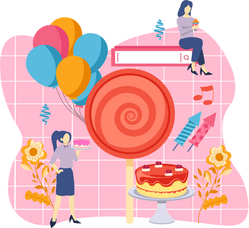 Online Order Birthday cake  Illustration