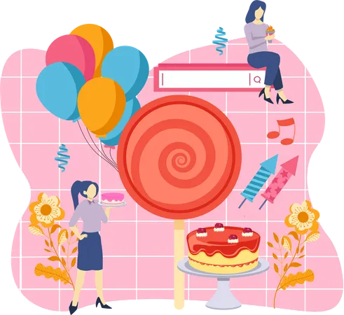 Online Order Birthday cake  Illustration
