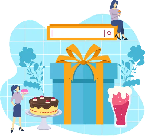 Online order birthday gift  Illustration