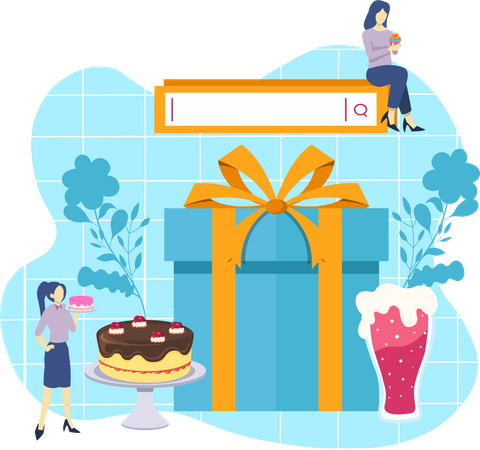 Online order birthday gift  Illustration