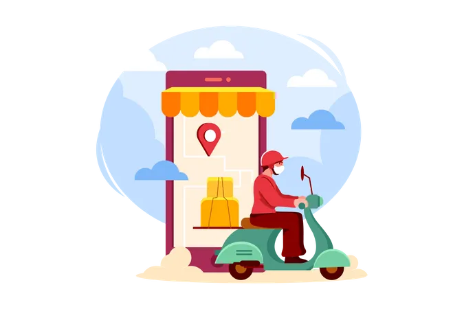 Online Order Delivery Location  Illustration