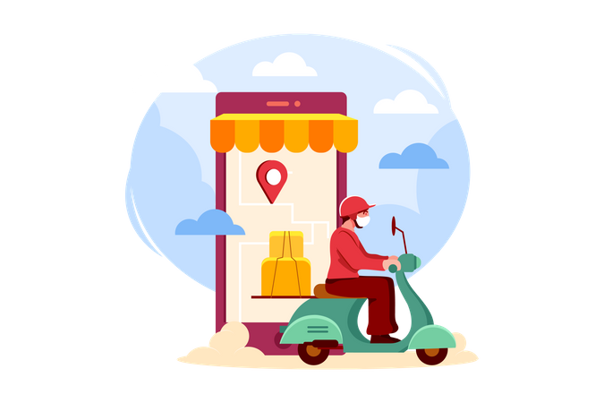 Online Order Delivery Location  Illustration