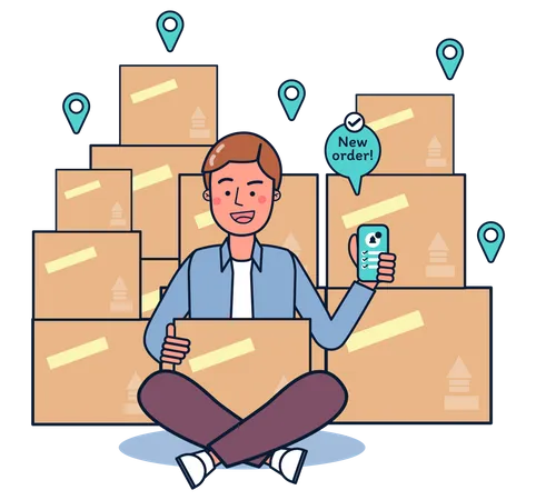 New Merchants Lost Their Jobs From The Toxic Economy To Sell Things Online There Are Many Orders From Customers Vector Illustration Flat Design Illustration