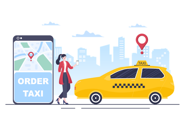 Online order taxi Illustration