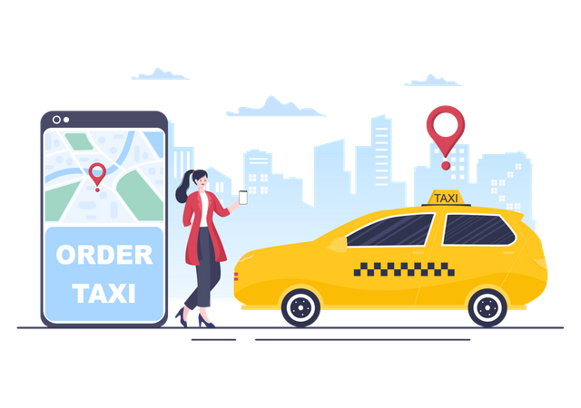 Online order taxi  Illustration