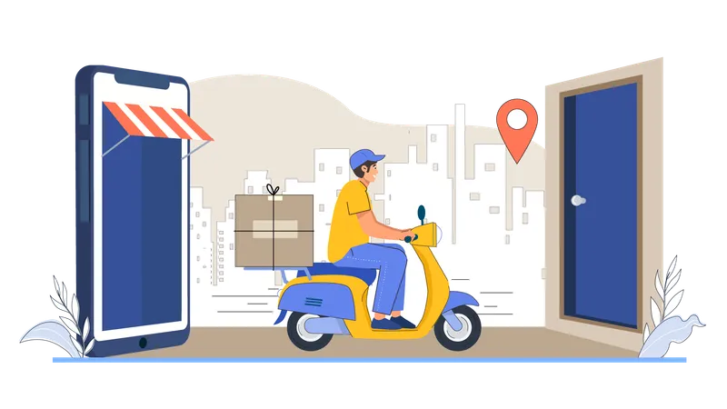 Online Parcel Delivery  Illustration