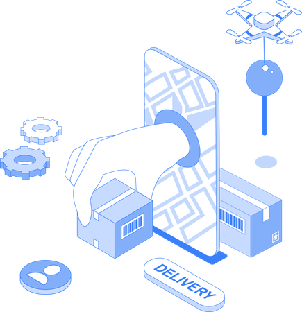 Online parcel tracking using mobile  Illustration