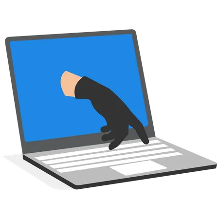 Konzept Zur Passwortverletzung Datendiebstahl Eine Hand In Einem Schwarzen Handschuh Tippt Auf Einer Tastatur Illustration