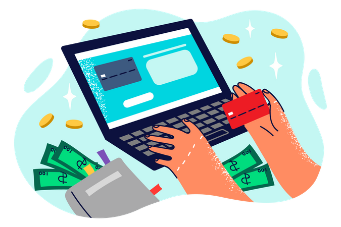 Online paying via card  Illustration