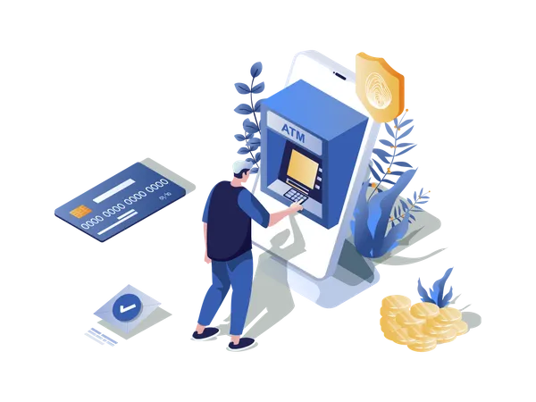 Online Payment Concept 3 D Isometric Web Scene People Make Online Transactions And Pay Using Credit Card In Mobile Application Money Transfer In App Vector Illustration In Isometry Graphic Design Illustration