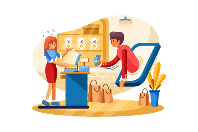 Online payment at mall Illustration