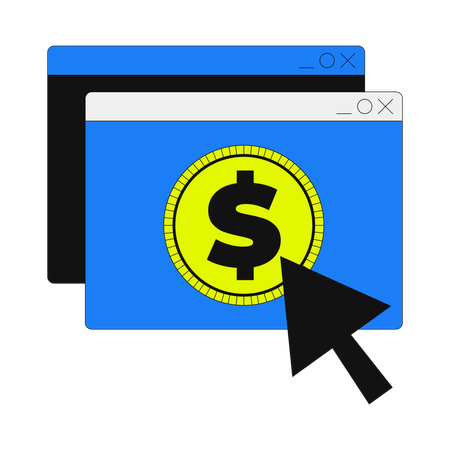 Online payment click with dollar  Illustration