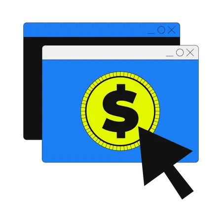 Online payment click with dollar  Illustration