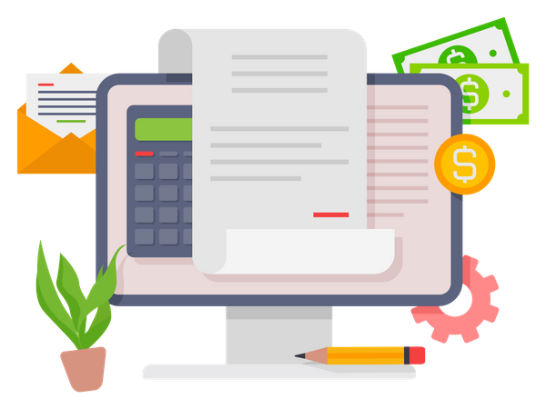 Online payment filling tax form  Illustration