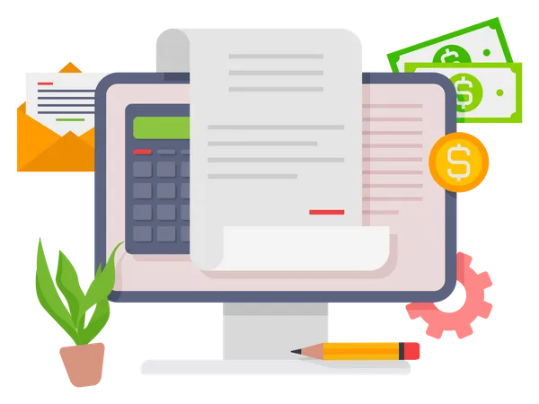Online payment filling tax form  Illustration