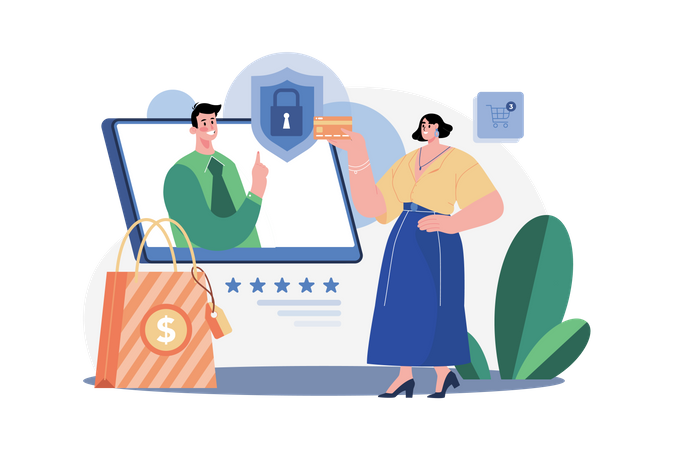 Online payment security  Illustration