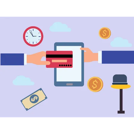 Online Payment Is Through Credit Card Illustration