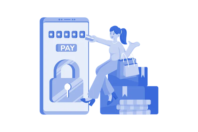 Online payment transaction security  Illustration