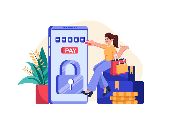 Online payment transaction security Illustration