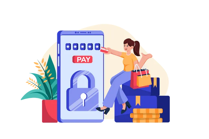 Online payment transaction security  Illustration