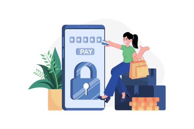 Online payment transaction security  Illustration