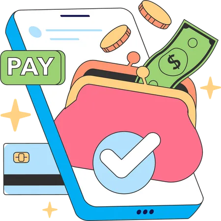 Online payment using mobile  Illustration