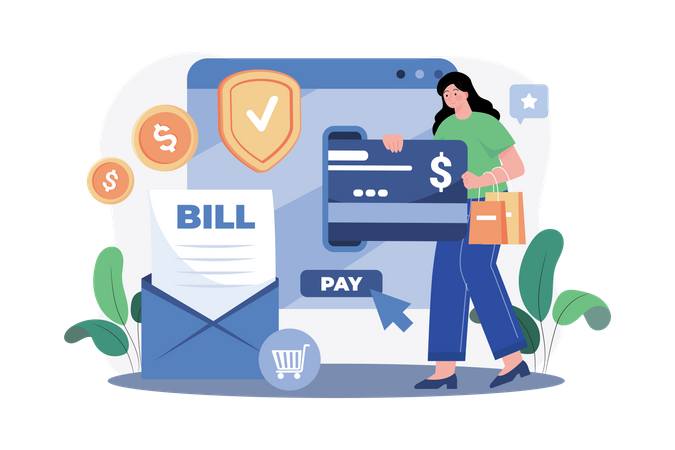 Online payment using the card  Illustration