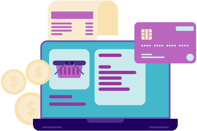 Online payments on the marketplace  Illustration