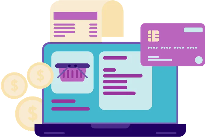 Online payments on the marketplace  Illustration