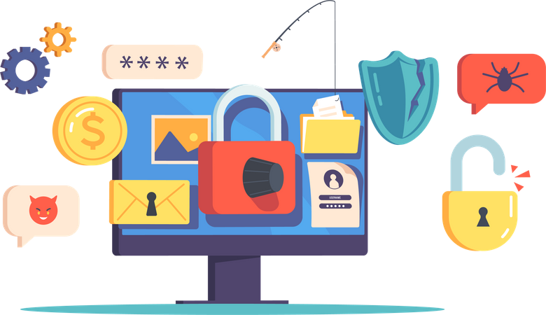 Online personal data security Illustration