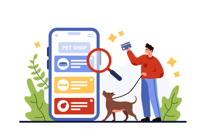 Online pet shop mobile app  イラスト