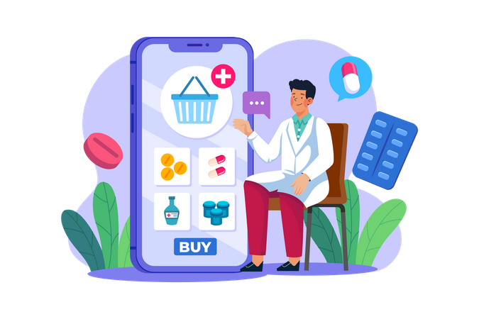 Online Pharmacy App Illustration