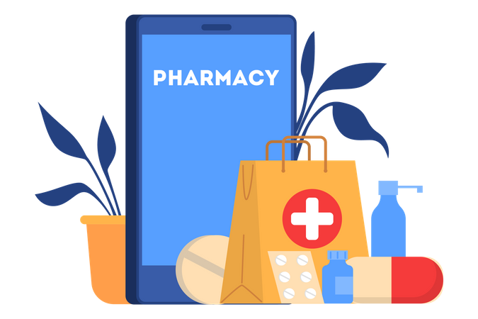 Online pharmacy app  Illustration