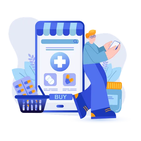 Online pharmacy application Illustration