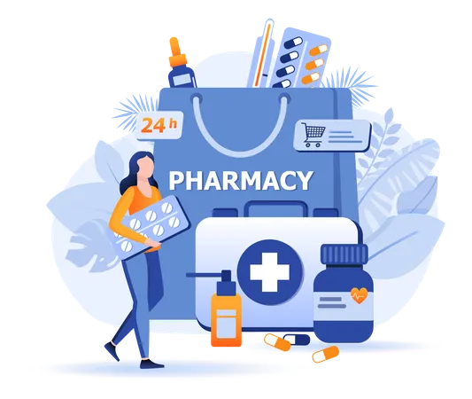 Online Pharmacy Scene  Illustration