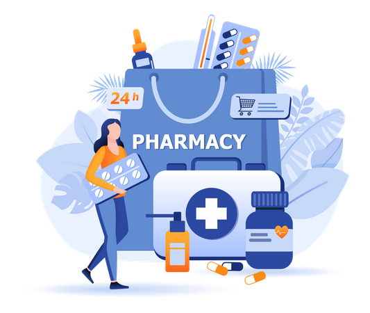 Online Pharmacy Scene  Illustration