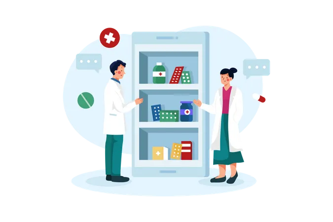 Online Pharmacy Store Illustration