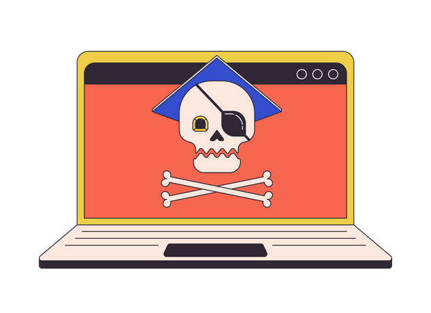 Online piracy on laptop  イラスト